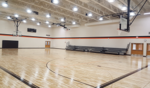 basketball court with hoops